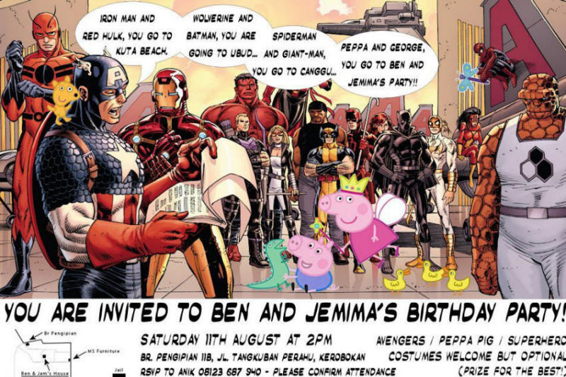 Marvel Characters Party Invitation