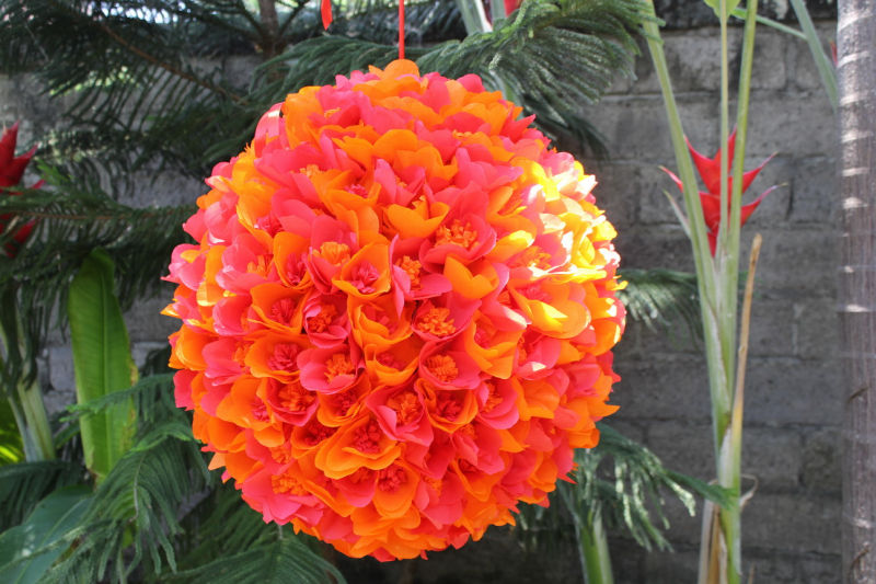 Orange Flower Ball Wedding Pinata